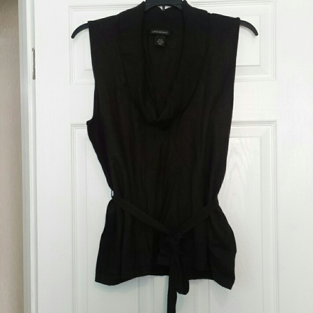 Cowl Neck Tan Belted Sweater